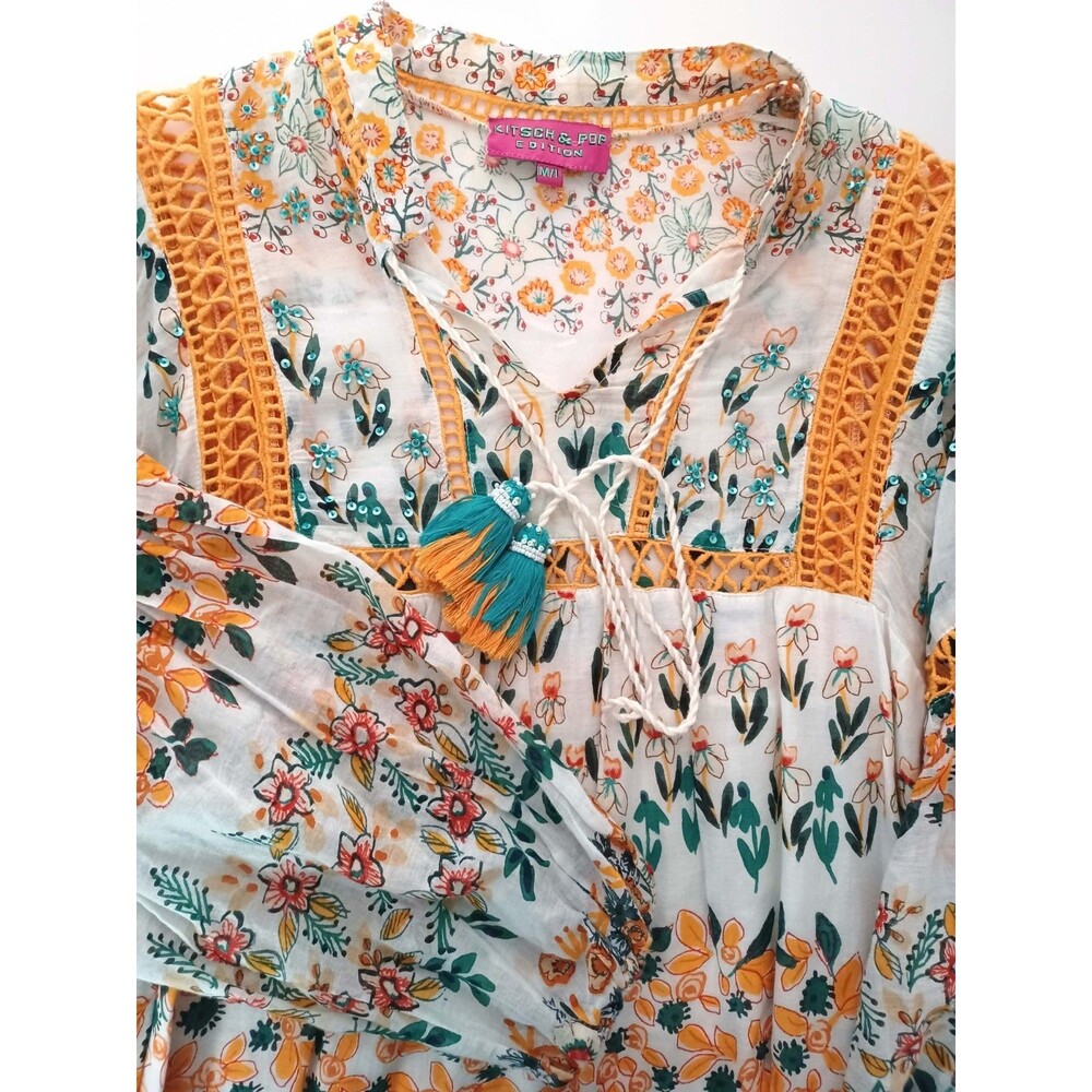 Kitsch & Pop Dress Midi Medium/Large Boho Festival Hippie Resort Crochet‎ Beachy
